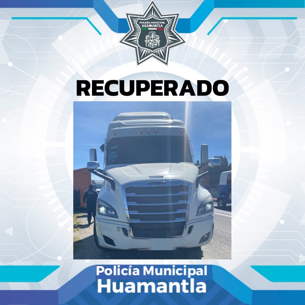 Ubica la Policía Municipal de Huamantla tractocamión con reporte de robo